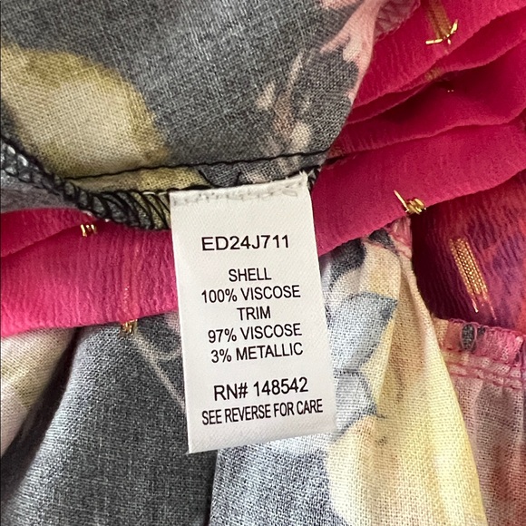 NWT Aratta Flower Bomb High Low Dress Pink Black L/S V-Neck Button Front Small - Picture 11 of 13